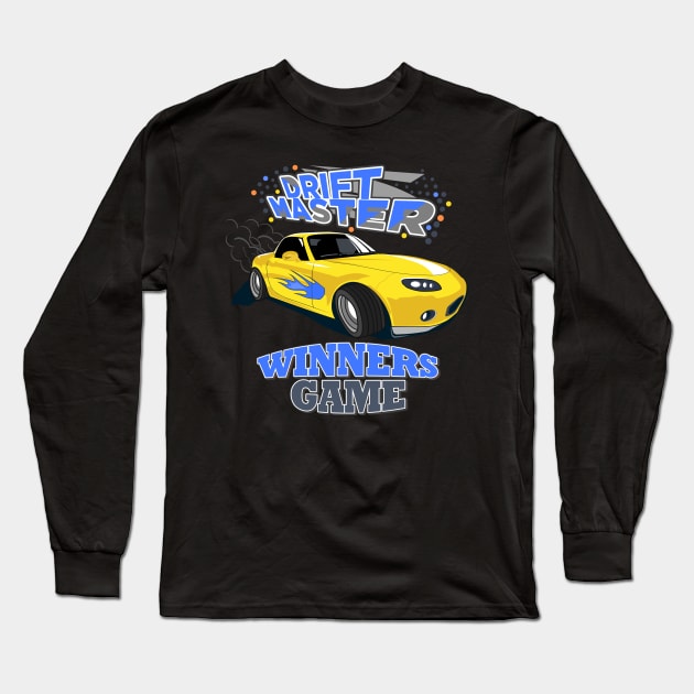 Drift Master Yellow Car design Long Sleeve T-Shirt by 1Nine7Nine